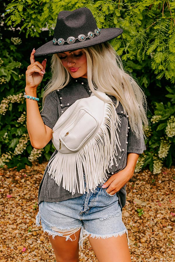 Trip Of My Life Fringe Fanny Pack In Ivory