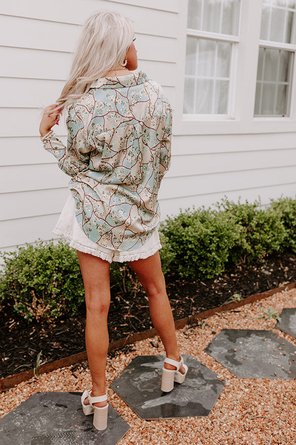 Chat With Me Satin Top In Mint Image - 4