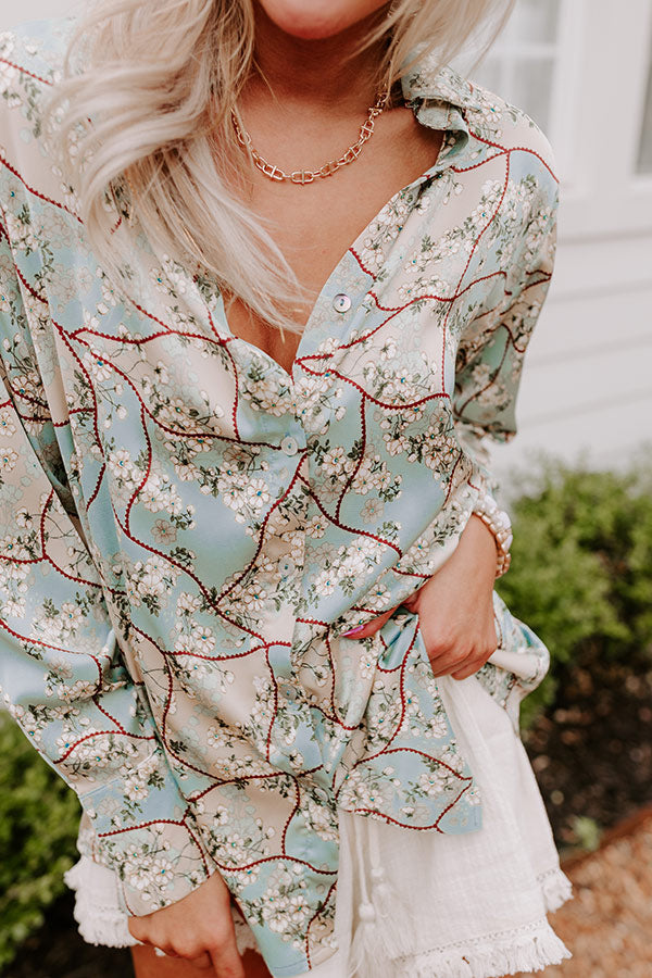 Chat With Me Satin Top In Mint Image - 2