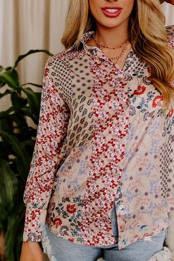 Chat With Me Satin Top In Iced Latte Image - 4