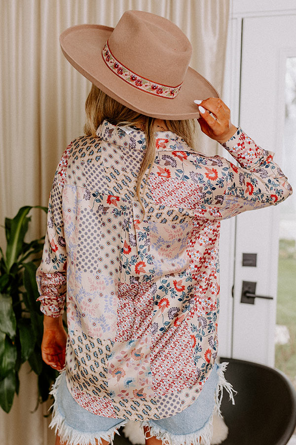 Chat With Me Satin Top In Iced Latte Image - 5