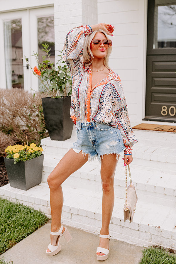 Dig Deep Down Button Up In Orange Image - 2