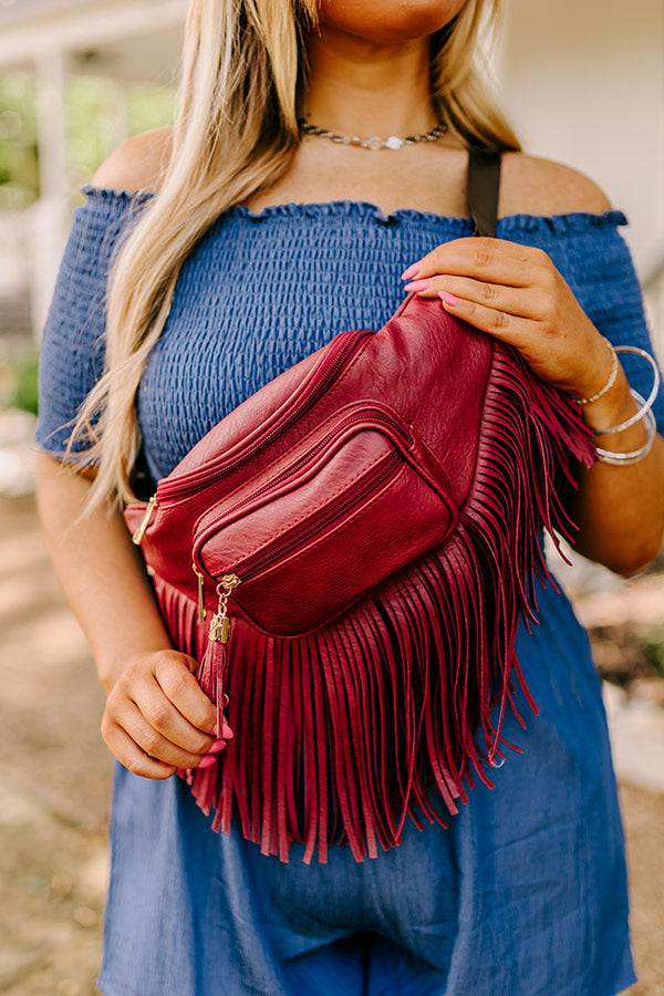 Of My Life Fringe Fanny Pack In Red Impressions Online Boutique