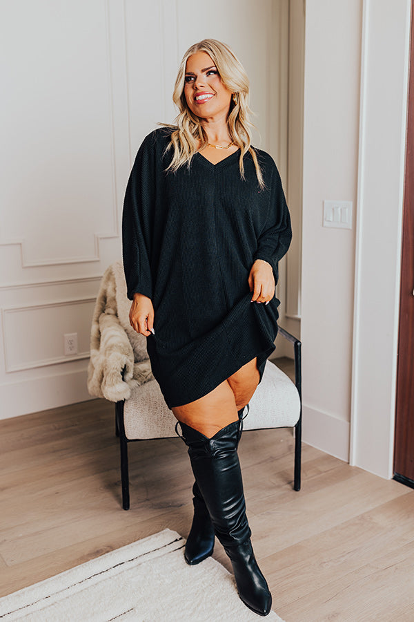Casual Chats Shift Dress In Black Curves