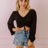 Dates And DMs Ruched Crop Top In Black Image - 1