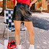 Called To Be Cute Faux Leather Shorts In Black Image - 1