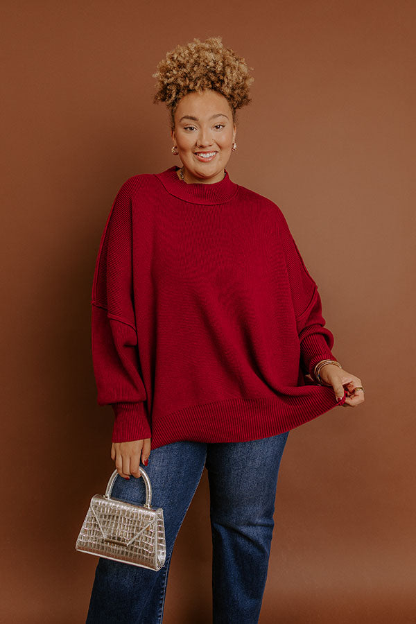 Full Of Warmth Tunic Sweater In Wine Curves Image - 1