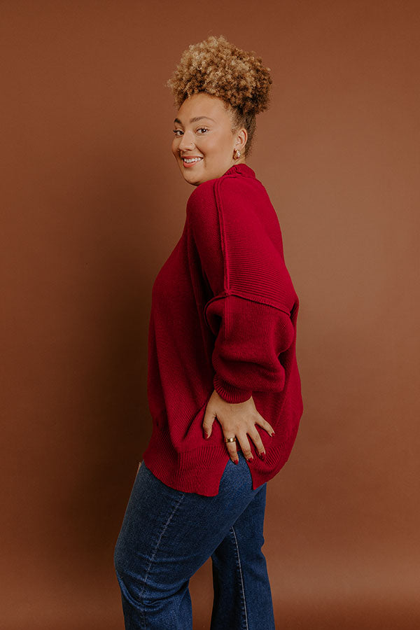 Full Of Warmth Tunic Sweater In Wine Curves Image - 3