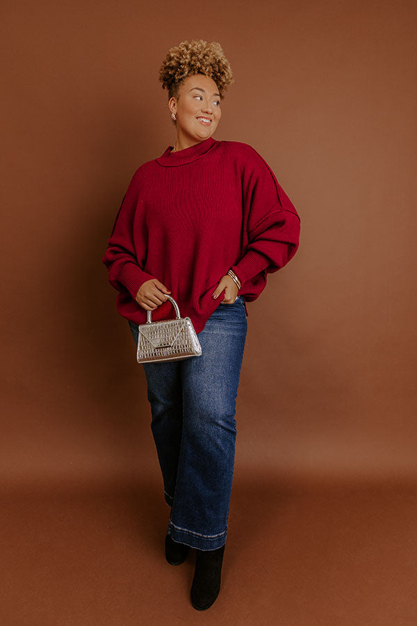 Full Of Warmth Tunic Sweater In Wine Curves Image - 2