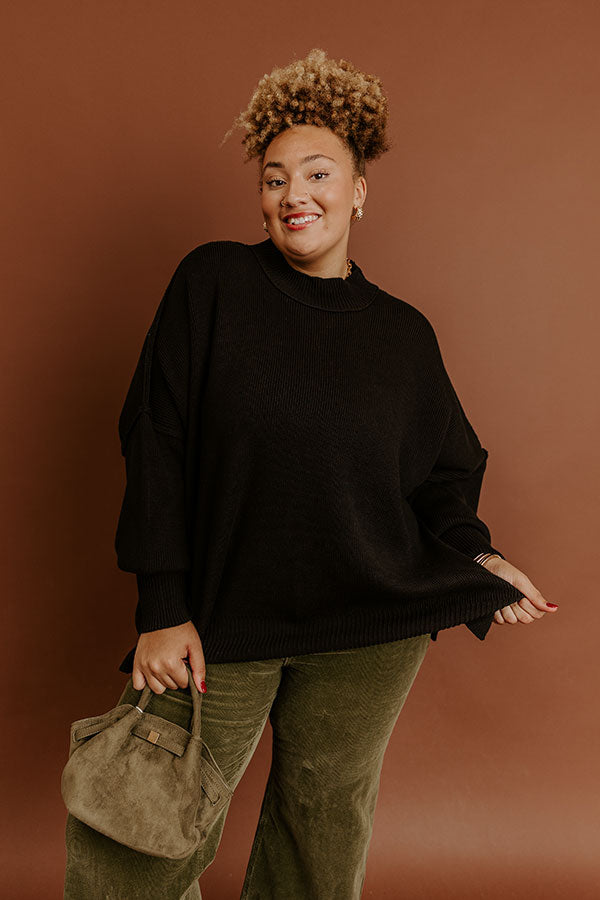 Full Of Warmth Tunic Sweater In Black Curves Image - 1