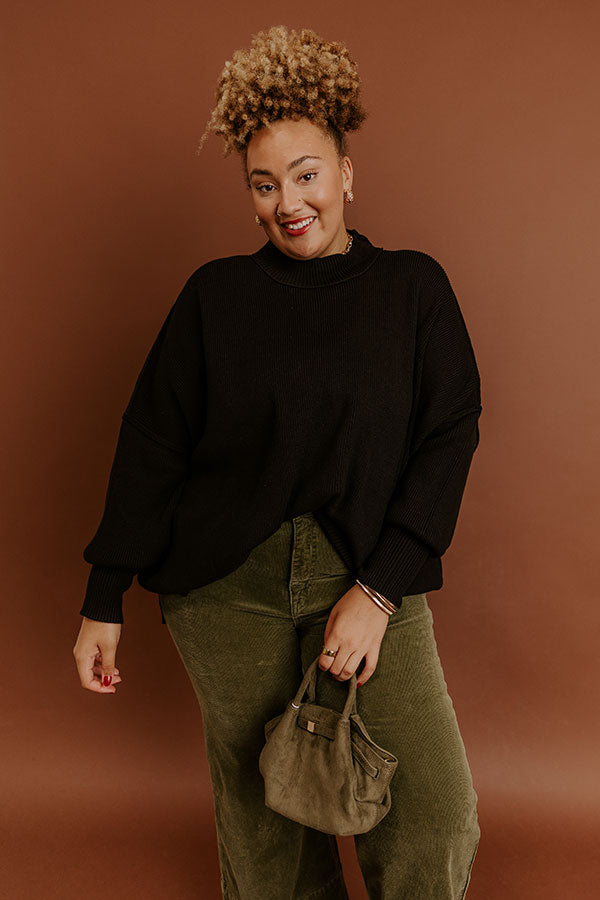 Full Of Warmth Tunic Sweater In Black Curves Image - 2