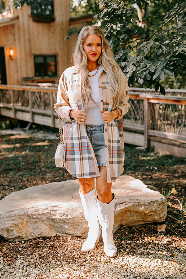 Fall Fields Plaid Tunic In Beige Curves Image - 3
