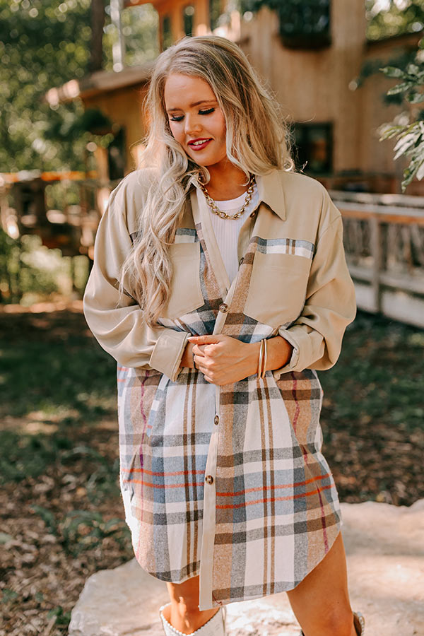 Fall Fields Plaid Tunic In Beige Curves Image - 2