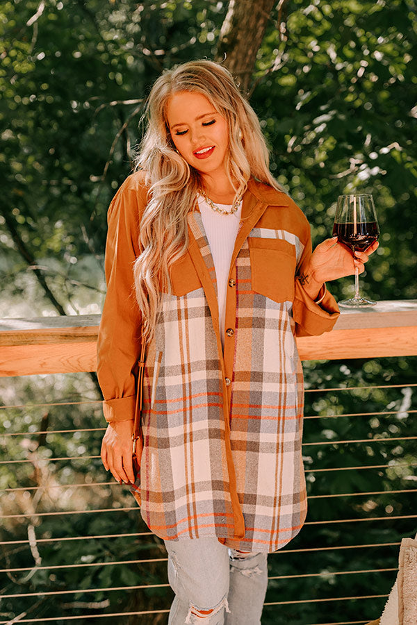 Fall Fields Plaid Dress In Camel Curves