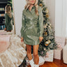 Own The World Faux Leather Dress In Sage Image - 1