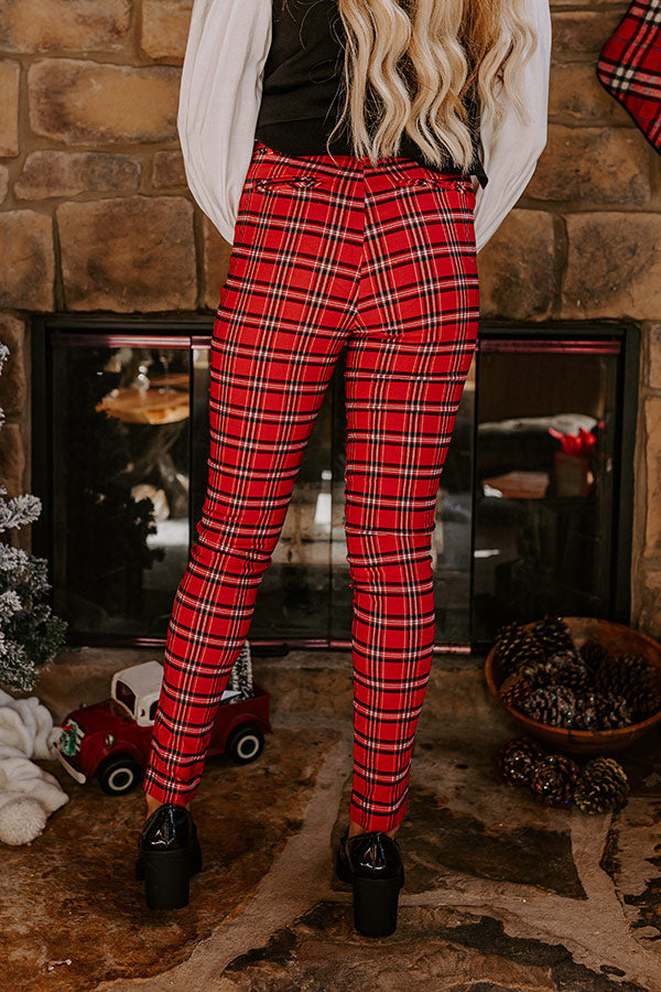 Endless Cheer Plaid Pants In Red