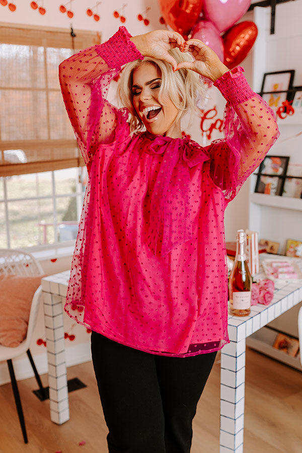 First Kiss Dreaming Shift Top In Fuchsia Curves