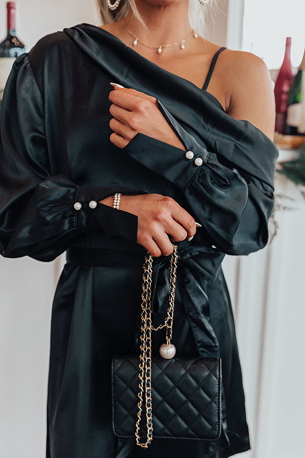 More Pinot, Please Satin Dress In Black Image - 2