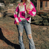 Hear The Beat Checkered Sweater In Fuchsia Image - 1