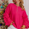 Happy Vibes Only Ruffle Sweater Curves Image - 1