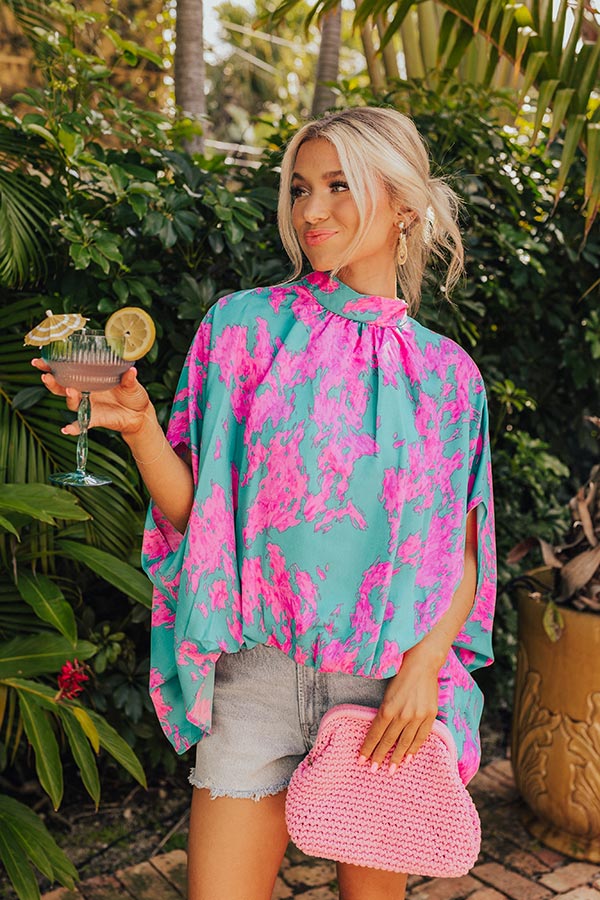 Vibrant Vibes Top In Turquoise