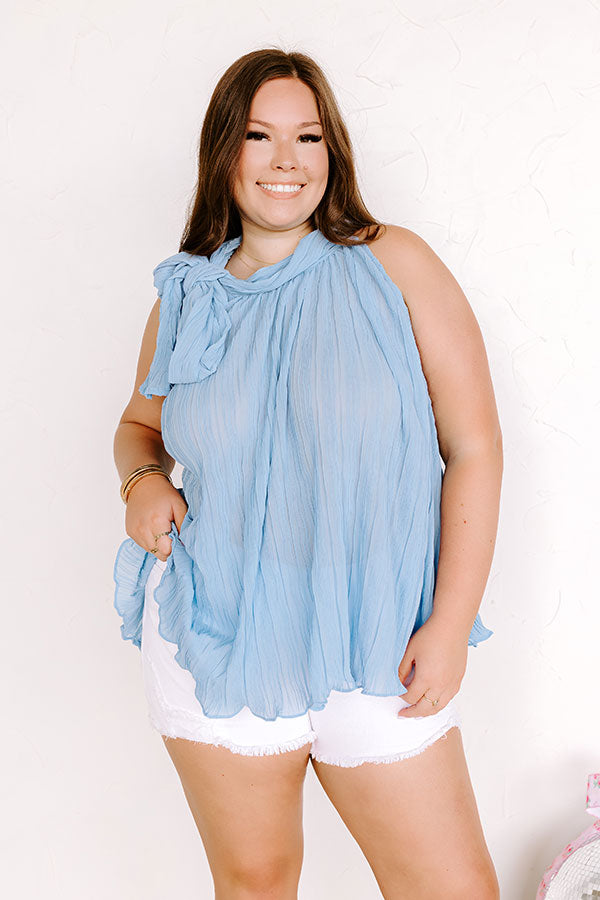 Lead Me Back To You Pleated Top in Airy Blue Curves