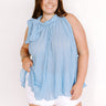 Lead Me Back To You Pleated Top in Airy Blue Curves Image - 1