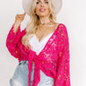 Sail The Day Away Front Tie Crochet Top in Hot Pink Curves Image - 1