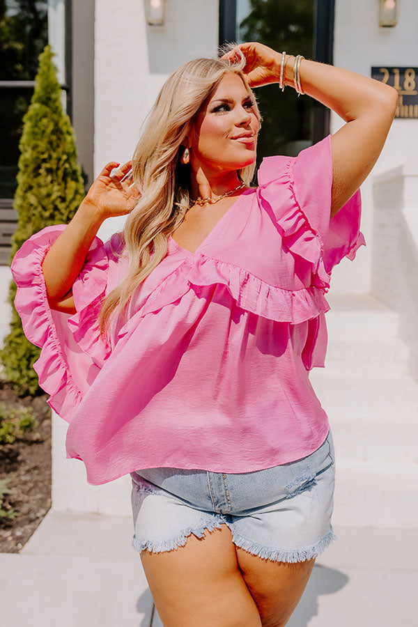 Claim To Love Ruffle in Pink Curves Impressions Online Boutique