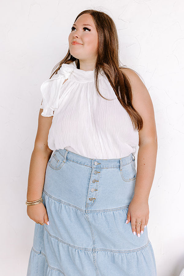Lead Me Back To You Pleated Top in White Curves