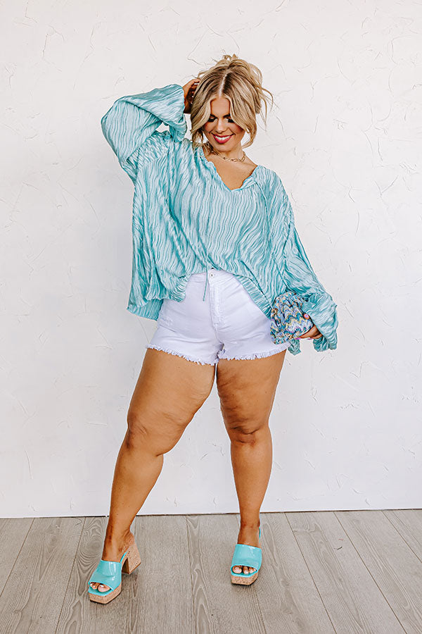 Posh Days Pleated Shift Top in Aqua Curves Image - 4