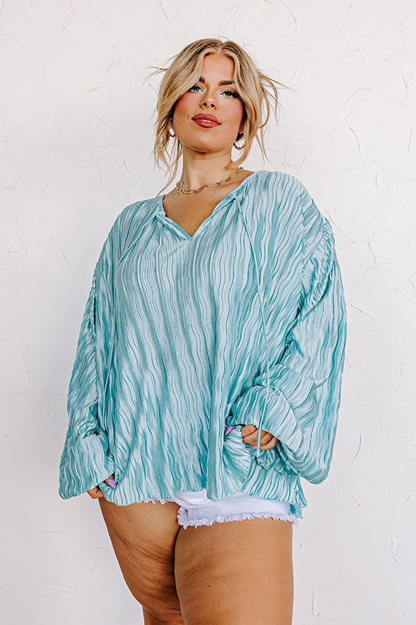 Posh Days Pleated Shift Top in Aqua Curves Image - 3