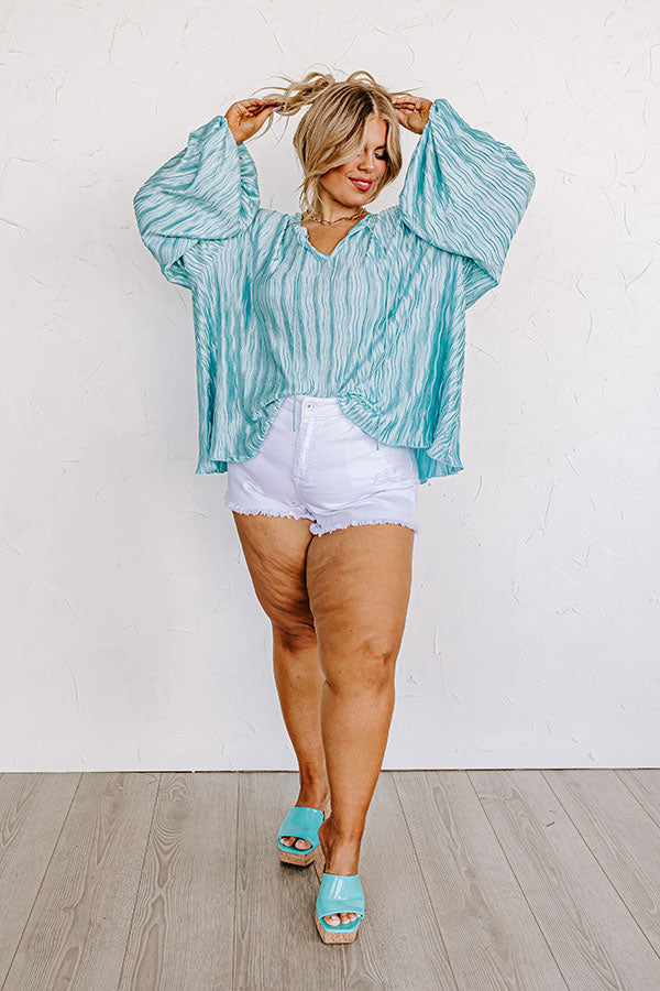 Posh Days Pleated Shift Top in Aqua Curves Image - 1