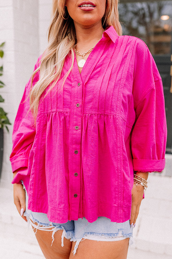 Seven Seas Button Up Top in Hot Pink Curves Image - 3