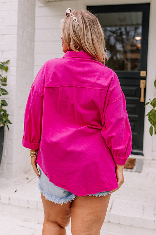Seven Seas Button Up Top in Hot Pink Curves Image - 4
