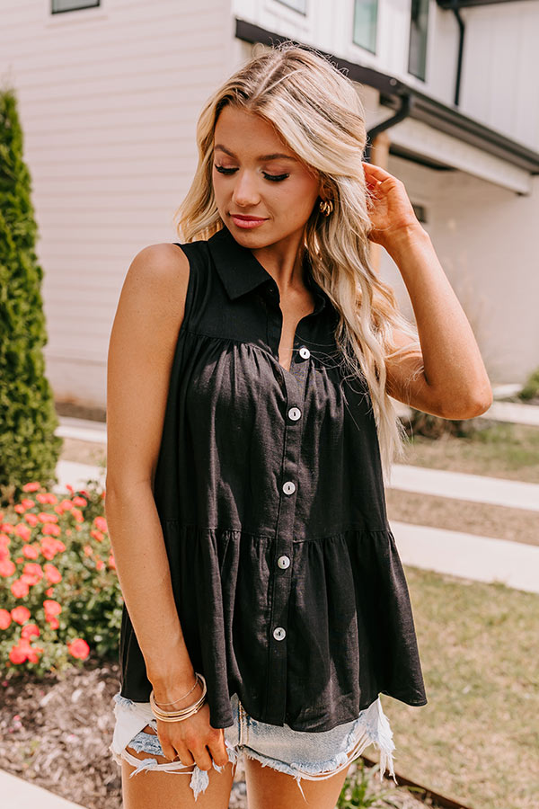 Country Club Cuteness Button Up in Black