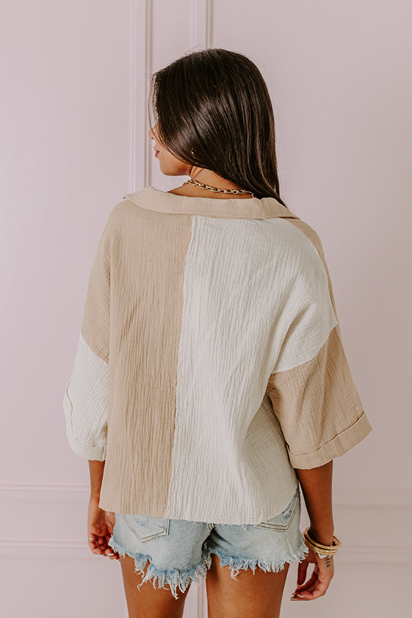 Summer Lover Colorblock Top In Iced Latte • Impressions Online Boutique