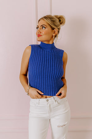 On A Journey Knit Top In Cobalt Blue