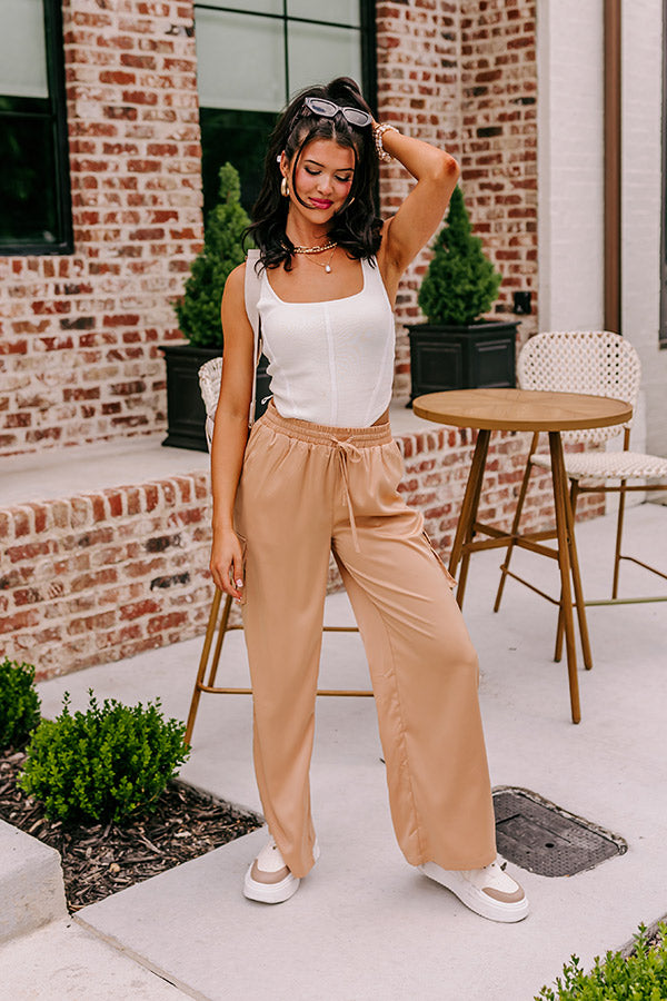 Sure And Steady High Waist Trousers In Tan