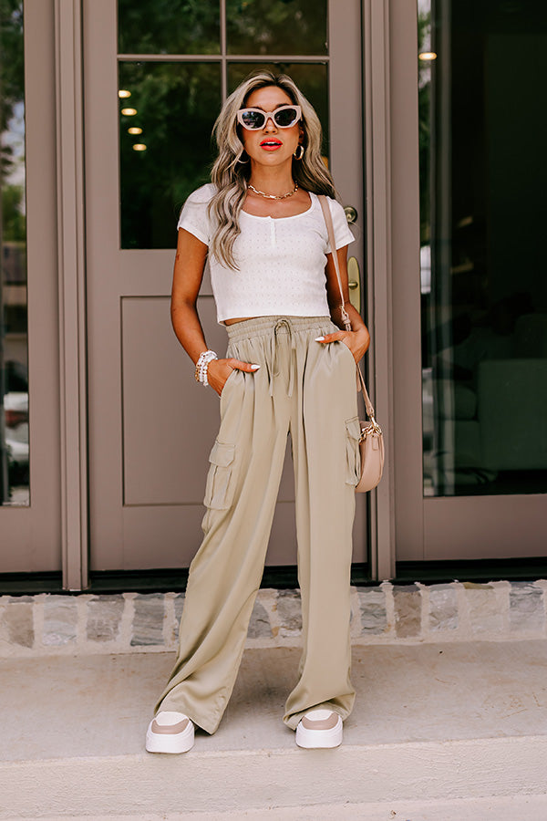 Sure And Steady High Waist Trousers In Sage