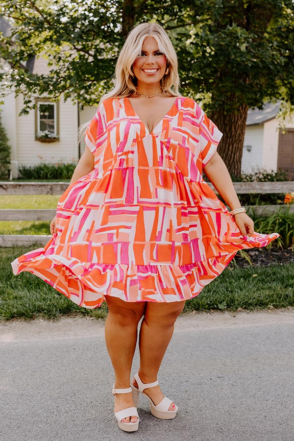 Tulip Fields Shift Dress in Tangerine Curves Image - 2