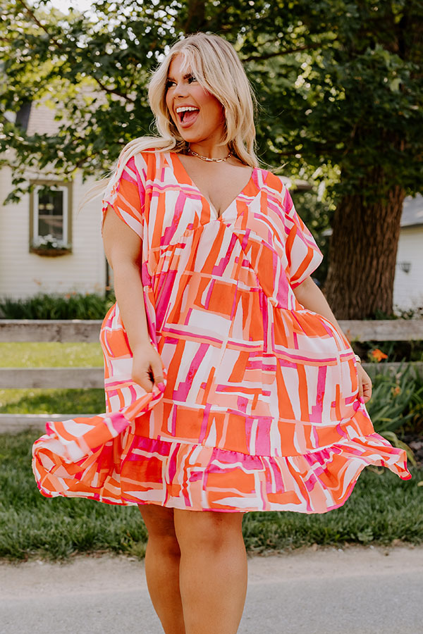 Tulip Fields Shift Dress in Tangerine Curves Image - 1