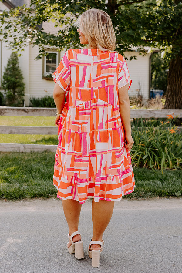Tulip Fields Shift Dress in Tangerine Curves Image - 3