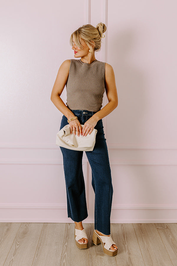 Copy That Sculpt Ribbed Top In Taupe