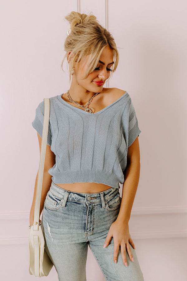 Moonlit Bay Knit Top In Airy Blue