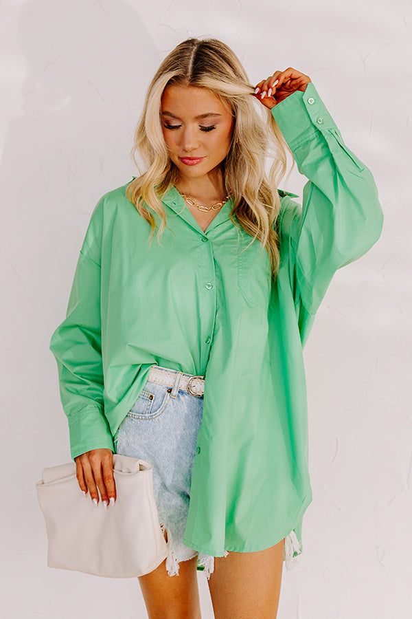 Urban Adventures Oversized Button Up In Kelly Green