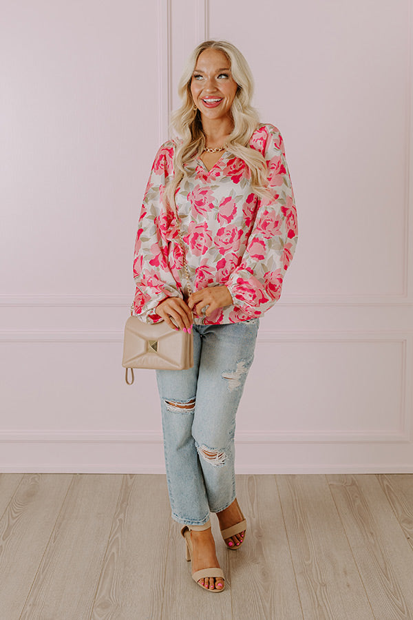 So Easy To Love Floral Top in Light Pink