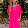 Shoreline Serenade Shift Dress In Hot Pink Image - 1