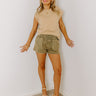 The Gabby High Waist Mineral Wash Shorts In Sage Image - 1