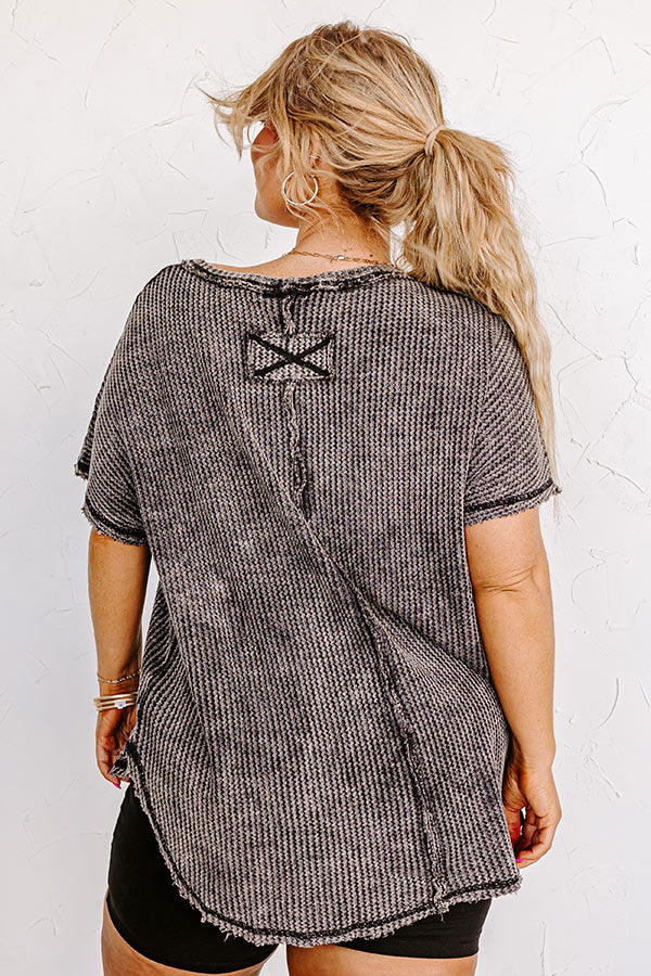 Along The Path Mineral Wash Knit Top In Vintage Black Curves Image - 4